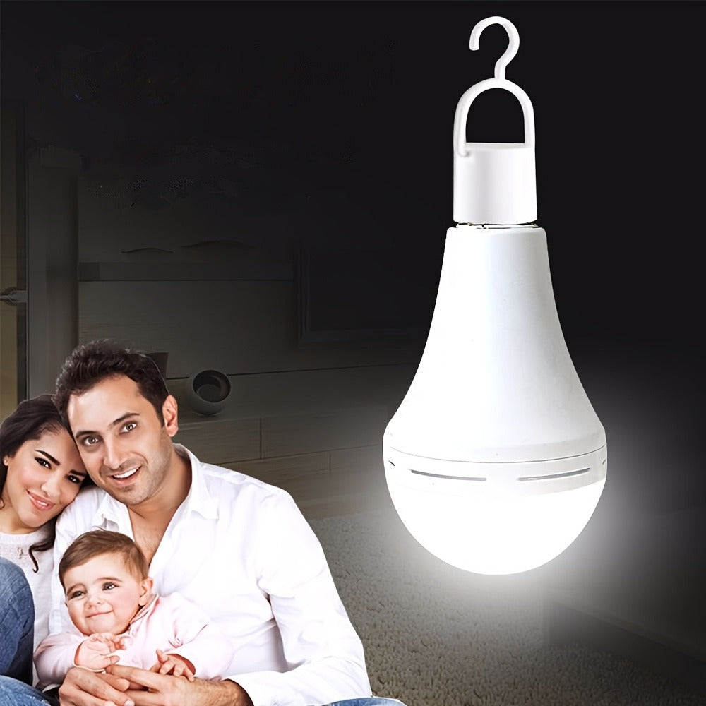 Rechargeable Emergency LED Light Bulb 12W 6500K 2000mAh with Polished Metal Finish ¨C Spherical Design Half-Flip Installation Backup Battery Bulb for Camping Hiking Indoor Outdoor Power Outage, 4 Pack