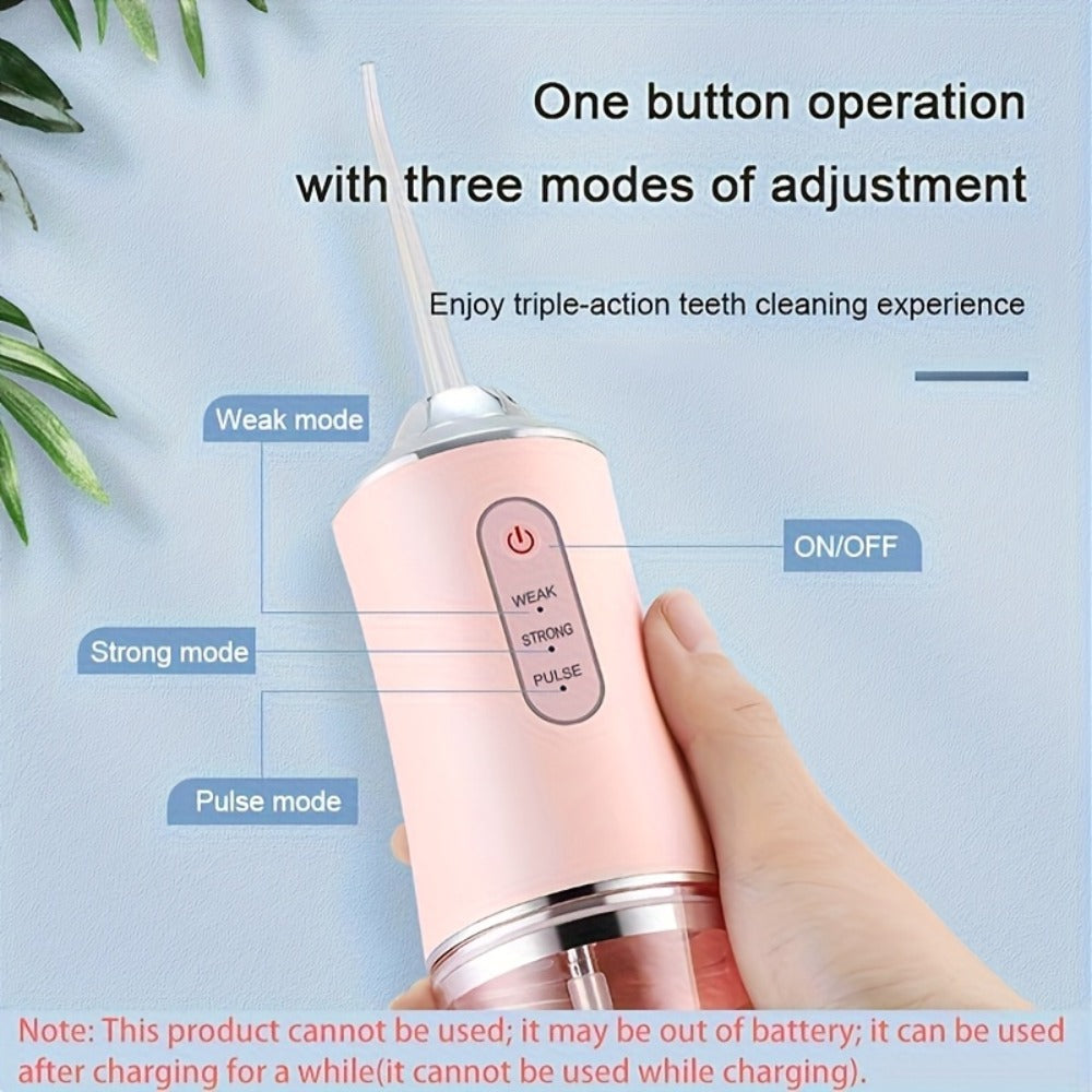 Cordless Oral Irrigator Water Flosser - 3-Mode Portable Electric Dental Cleaner with 4 Function Nozzles, Fully Automatic Oral Scrubber, Plaque Removal, USB Rechargeable, Travel-Friendly, Home Dental Care