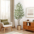 Artificial Olive Tree 4/5/6/7 Ft Tall Faux Potted Plant with Realistic Silk Leaves & Fruits for Living Room Home Decor Indoor Outdoor - Maintenance Free Decorative Tree Housewarming Gift