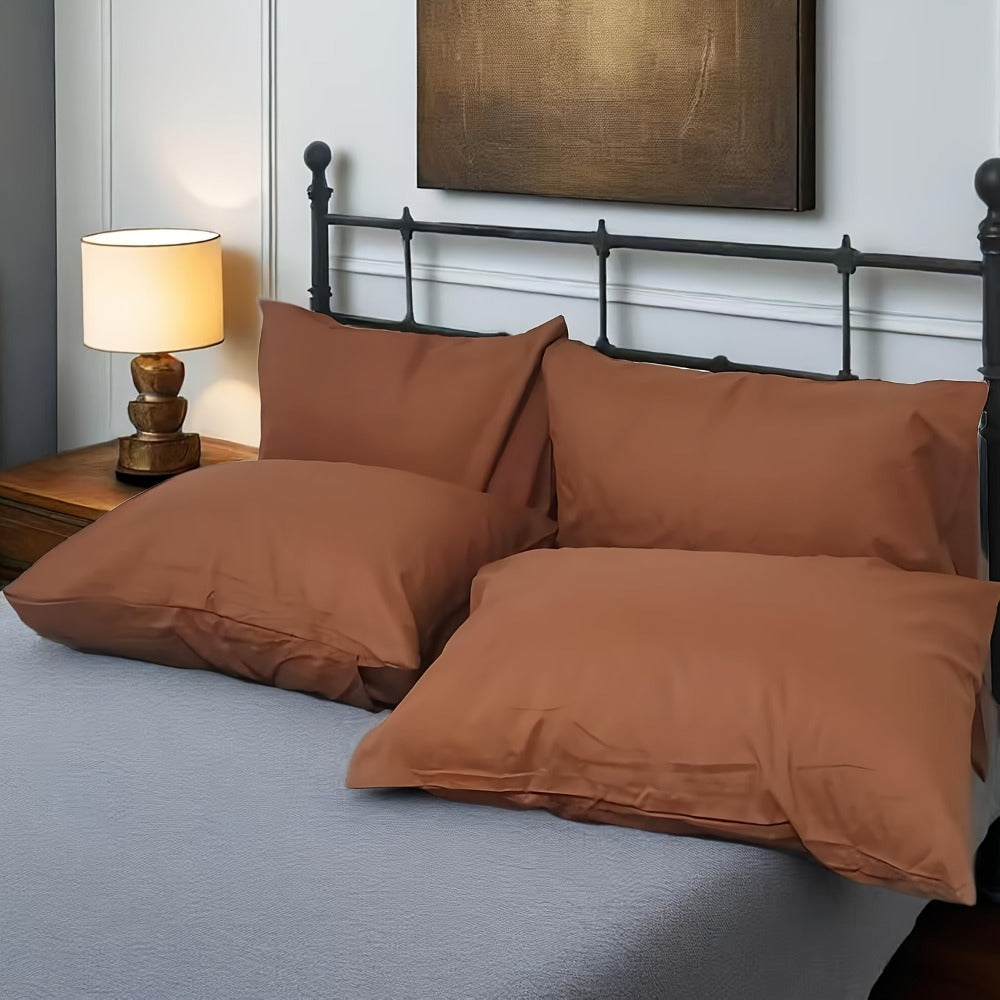 Microfiber Pillowcases Set of 4 ¨C Soft Brushed 90GSM Wrinkle-Resistant Envelope Closure Pillow Covers, Queen & King Size, Multiple Colors, Breathable Polyester Pillow Cases for Bedroom Hotel