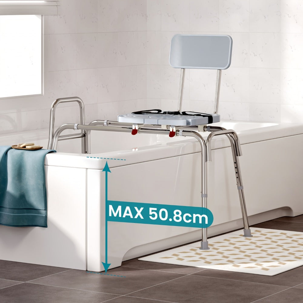 Shower Chair for Elderly Heavy Duty 400 lbs Transfer Bench with Safety Belt Non-Slip Adjustable Height Tool-Free Assembly Bath Seat for Disabled Recovery Seniors 39 Inch Extra Long Shower Bench Bathtub Transfer Chair