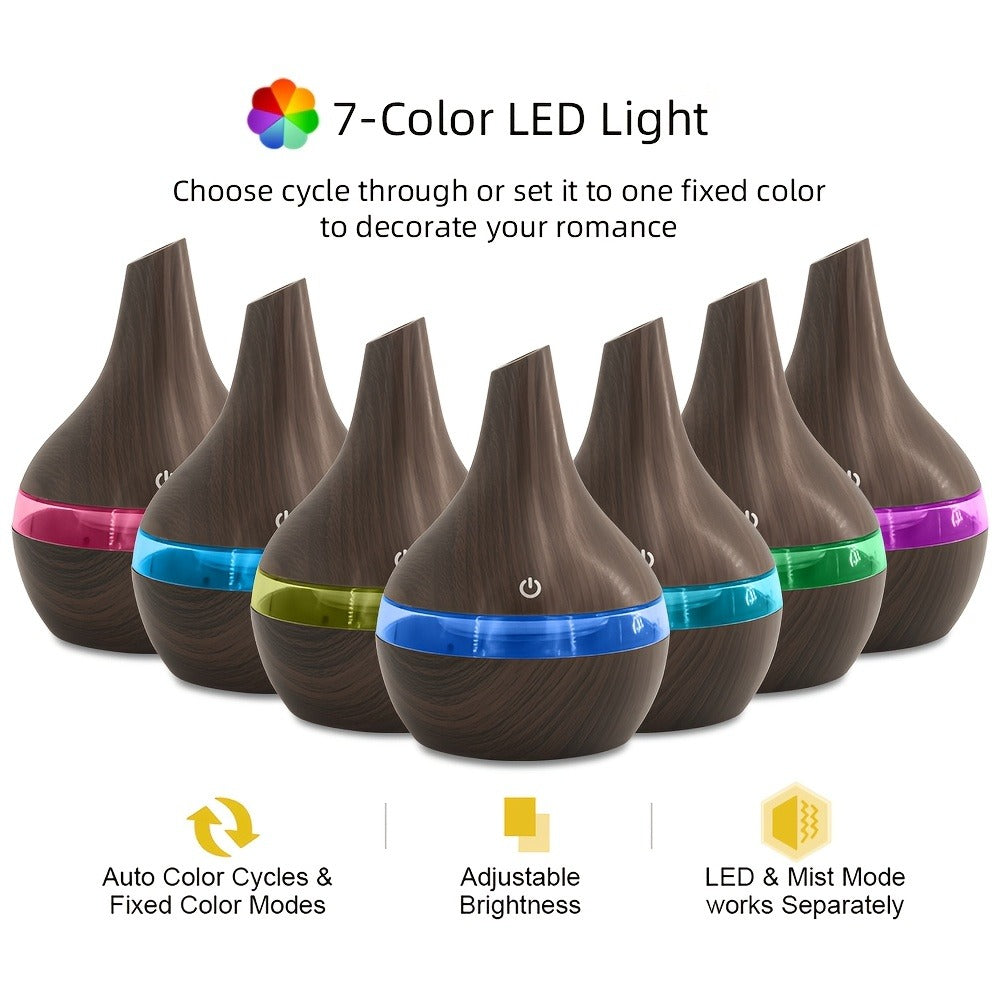 2-Pack Cool Mist Humidifier & Aromatherapy Essential Oil Diffuser ¨C Includes 16 Essential Oils & 7-Color Lights, 10.14oz Home Diffuser Set for Bedroom, Living Room & Office, Black