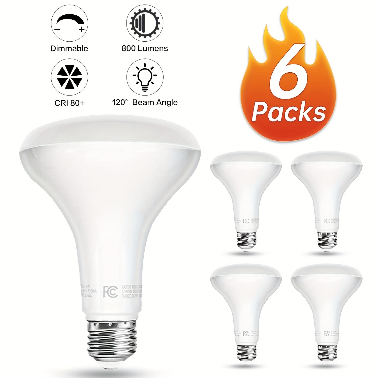 BR30 LED Flood Light Bulbs 12W 800 Lumens 5000K Daylight White Non-Dimmable ¨C 25000 Hour Lifespan E26 Base Recessed Lighting Bulbs for Indoor Ceiling Can Lights, 6 Pack 12 Pack 24 Pack