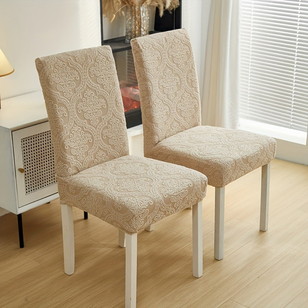 Dining Chair Covers Stretch Velvet Washable Removable Slipcovers Set of 4 or 6 for Kitchen Home Hotel Banquet ¡ª Elastic Band Silver Fox Velvet 200GSM