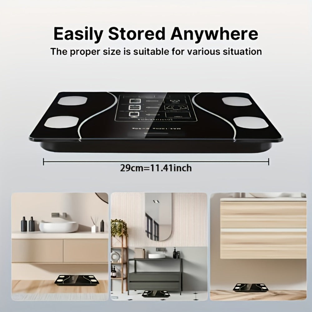 Digital Bathroom Scale Body Weight Scale LED Backlit Display Tempered Glass 400lb Capacity Compact