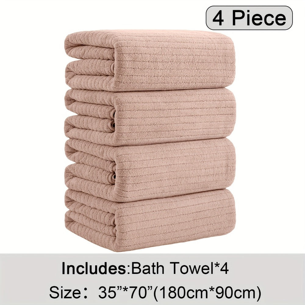 Bath Towels Set 4 Pack 35x70 Inch Oversized Extra Large - Microfiber Super Absorbent Quick Dry XL Bath Sheet Soft Bathroom Towels | 13 Colors | Family Hotel Spa Shower Towel Set Coastal Style