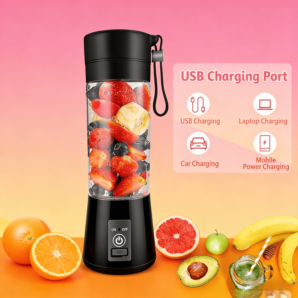 Mini Blender USB Rechargeable 380ml - 6-Blade 22000RPM High-Speed Portable Blender Cup, 304 Stainless Steel, Self-Cleaning, for Smoothies, Shakes & Protein Drinks, Home, Office & Travel, Pink Green Black