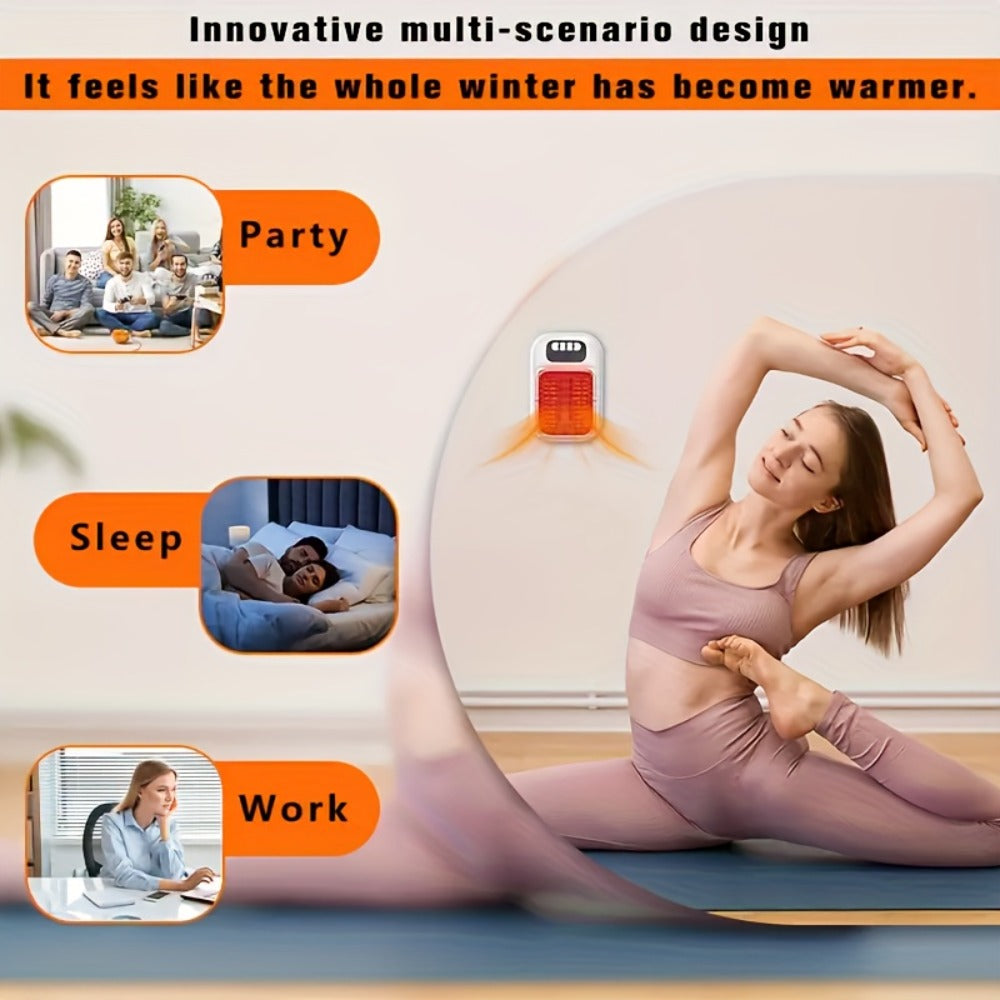Wall Mounted Mini Electric Space Heater ¨C Fast Heating, 3 Modes, Adjustable Temperature, Overheat & Tilt Protection, Display Screen, Portable Plug-In Heater for Home, Office, Bathroom & Pet Area