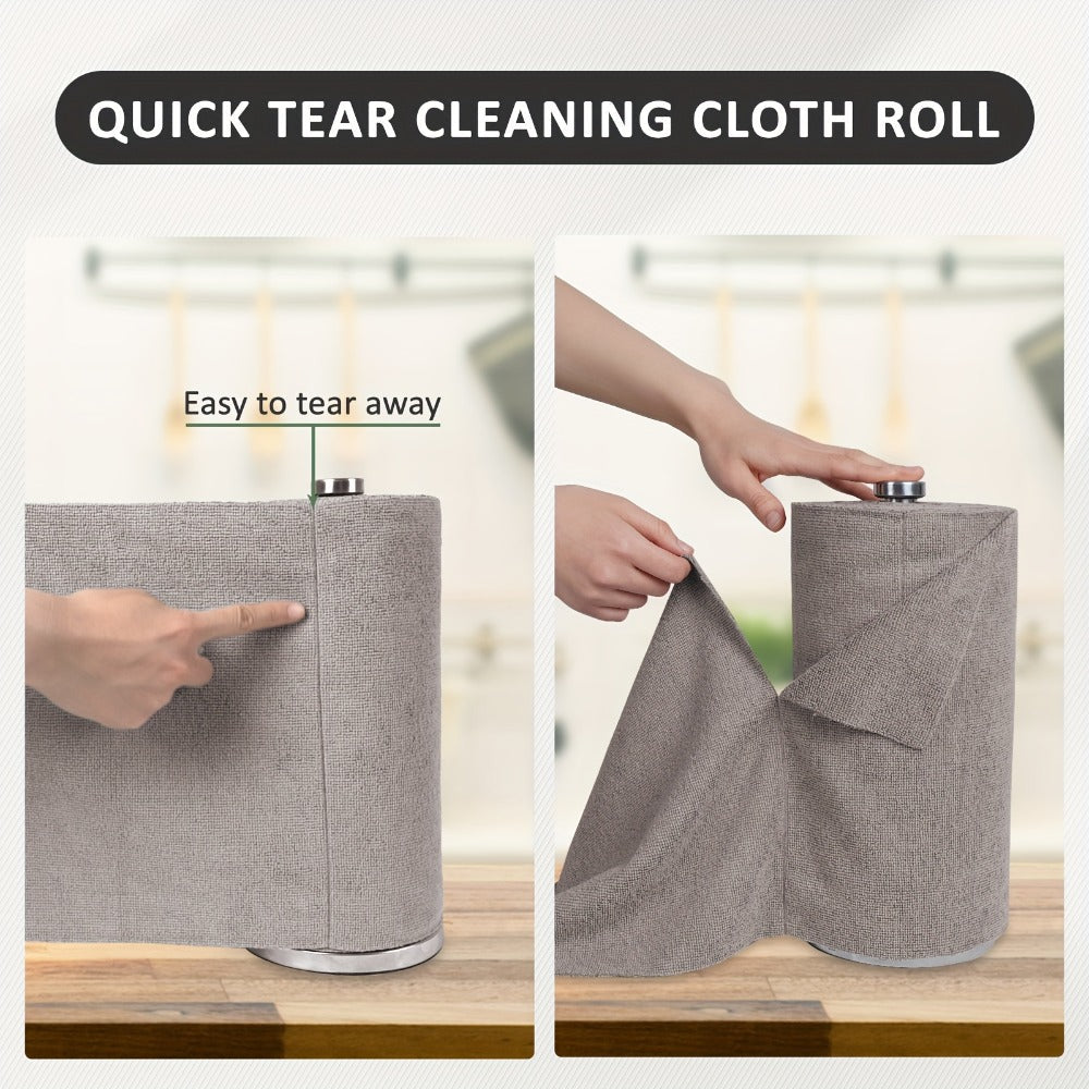 Microfiber Cleaning Cloths Reusable Paper Towel Roll Replacement ¨C Washable Absorbent Tear-Away Dishcloths for Kitchen, Bathroom & Car | Eco-Friendly Rags 50 or 100 Pack, 12x12 Inch