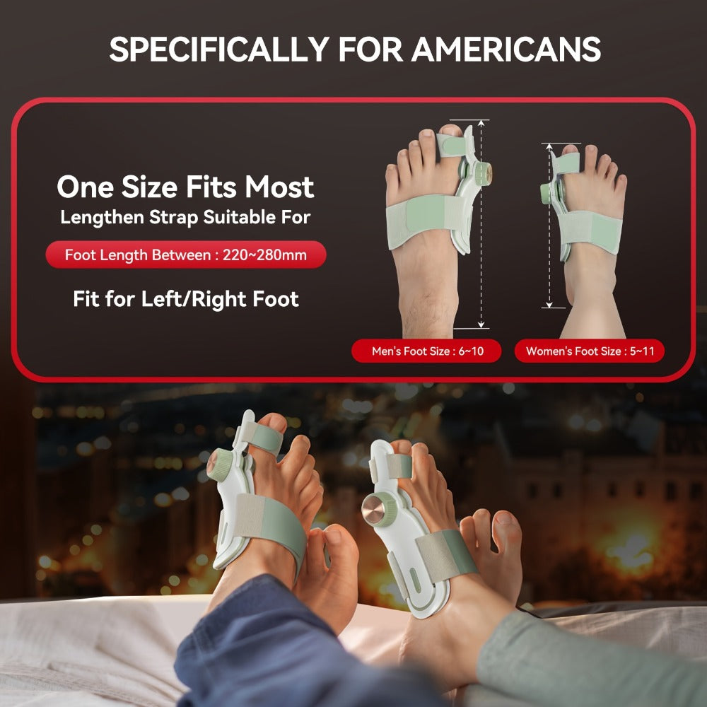 Bunion Corrector Splint with Double Correction ¨C Stepless Adjustable Knob, 3-Angle Fixing Plate, Fits Left & Right Foot for Men & Women
