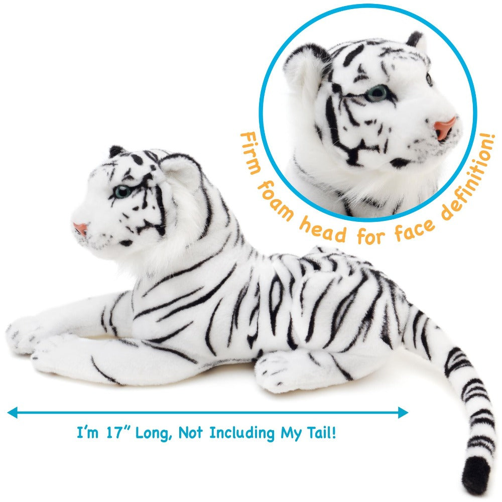 White Tiger Stuffed Animal Plush 17 Inch ¨C Saphed Soft Plush Tiger Toy with Story Card, Premium Acrylic Fill, CPSIA Safe ¨C Perfect Gift for Kids, Boys & Girls Ages 0+