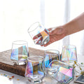 Iridescent Stemless Wine Glasses Set of 6, 10 oz Rainbow Glassware for White Wine Red Wine Cocktail Whiskey Bourbon Water, Modern Colorful Wine Glass Gift Set for Women Men Home Bar Party