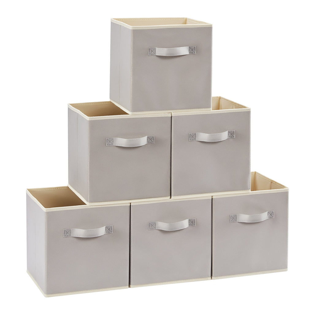 Collapsible Storage Cubes Set of 6 Foldable Fabric Bins Cube Storage Organizer Baskets 11 & 13 Inch Decorative Organizing Bins for Closet Shelf Bedroom Living Room Office