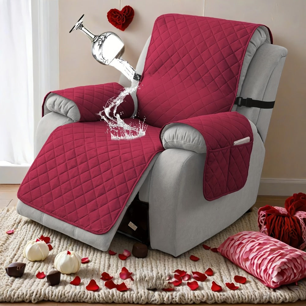 Chenille Knit Recliner Chair Cover Non-Slip Elastic Straps Drawstring Closure Pet Furniture Protector for Large Recliner 8 Colors