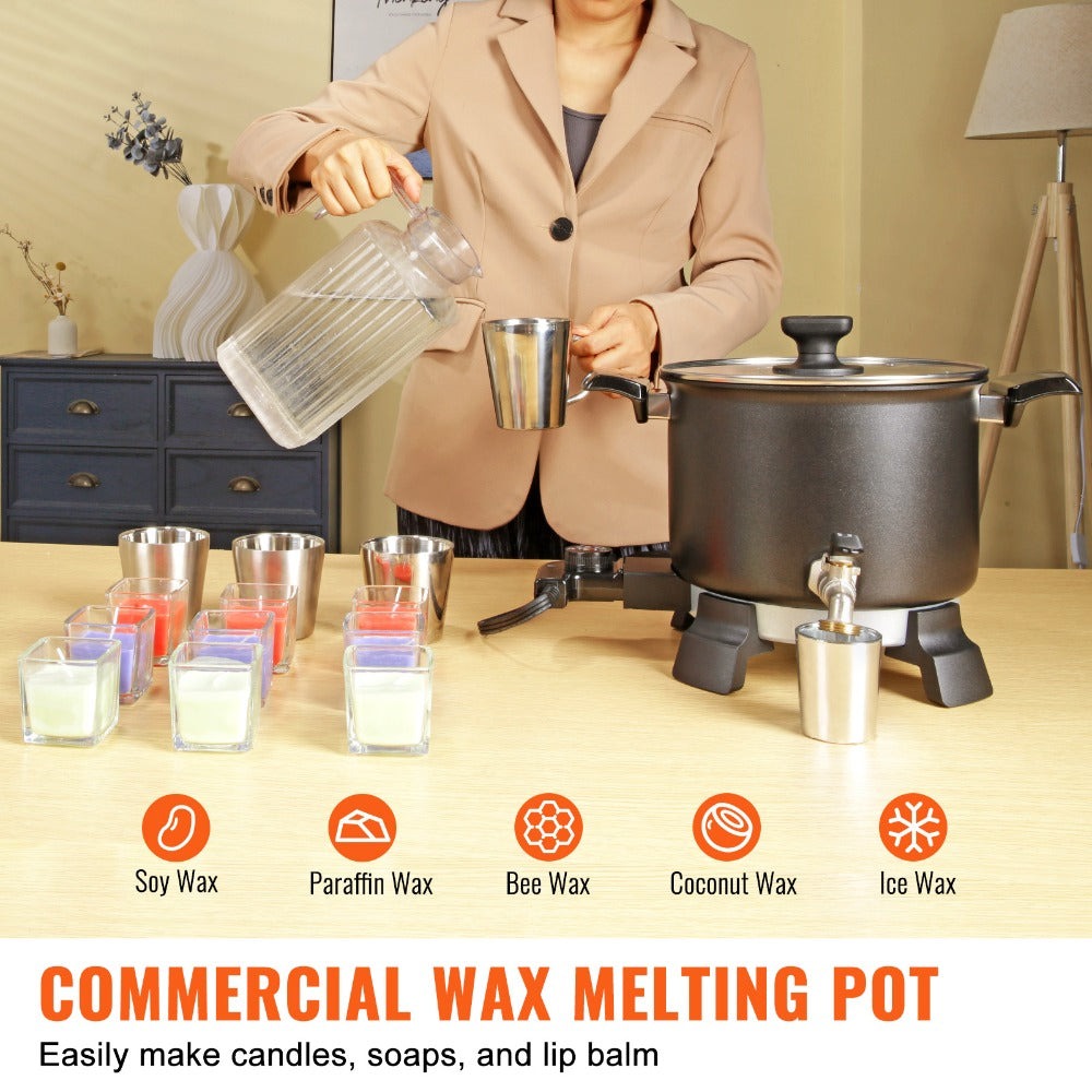Wax Melter for Candle Making 5.5L Large Electric Wax Melting Pot with Easy Pour Spout, 1200W Fast Heating, 4-Level Temperature Control, 100pcs Wicks for Candle Soap Cream Lip Balm Bulk Production