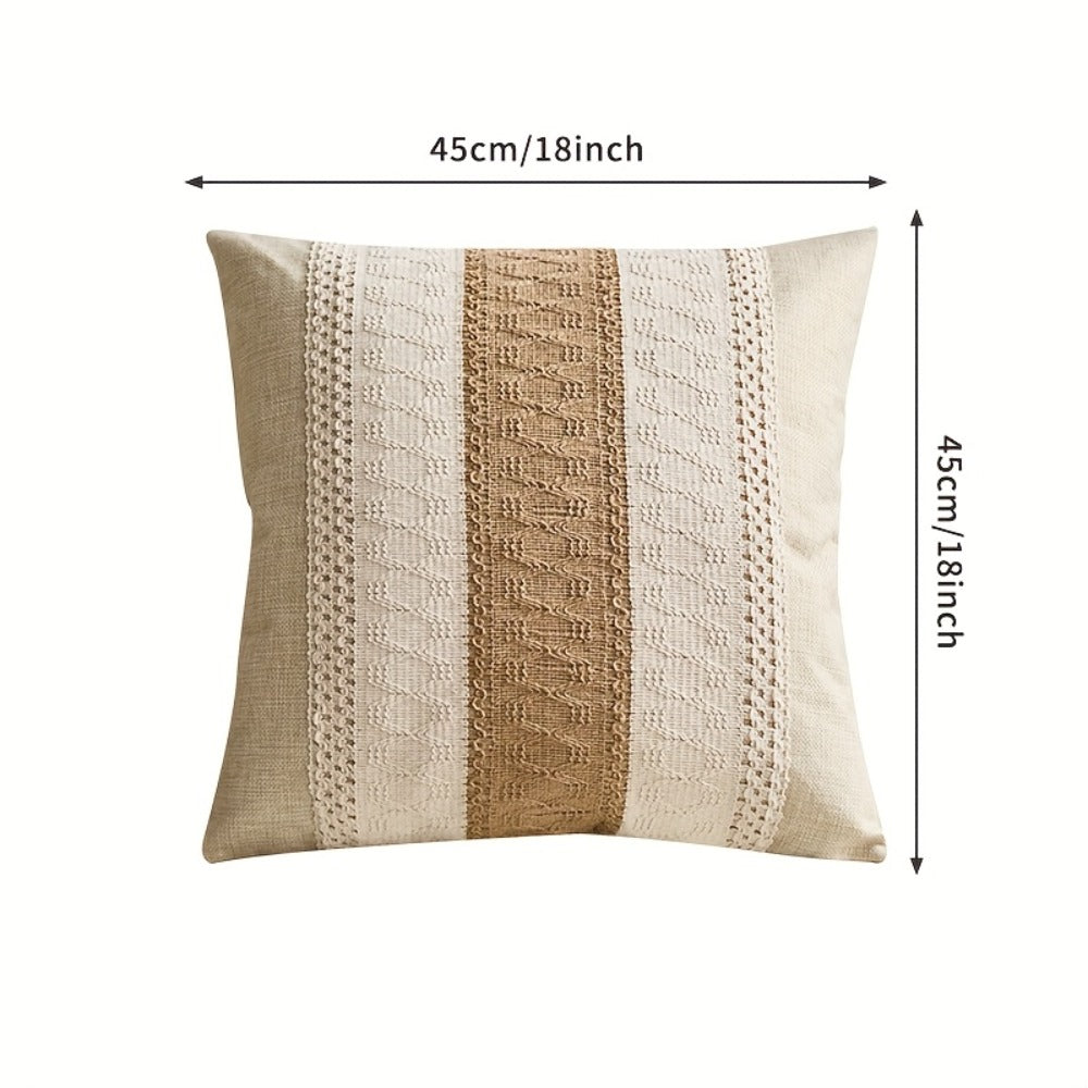Throw Pillow Covers 2 Pack Boho Geometric Brown Beige 18x18 ¨C Bohemian Decorative Pillow Cases with Zipper Closure ¨C Soft Polyester Cushion Covers for Sofa Couch Bedroom Living Room Boho Home Decor