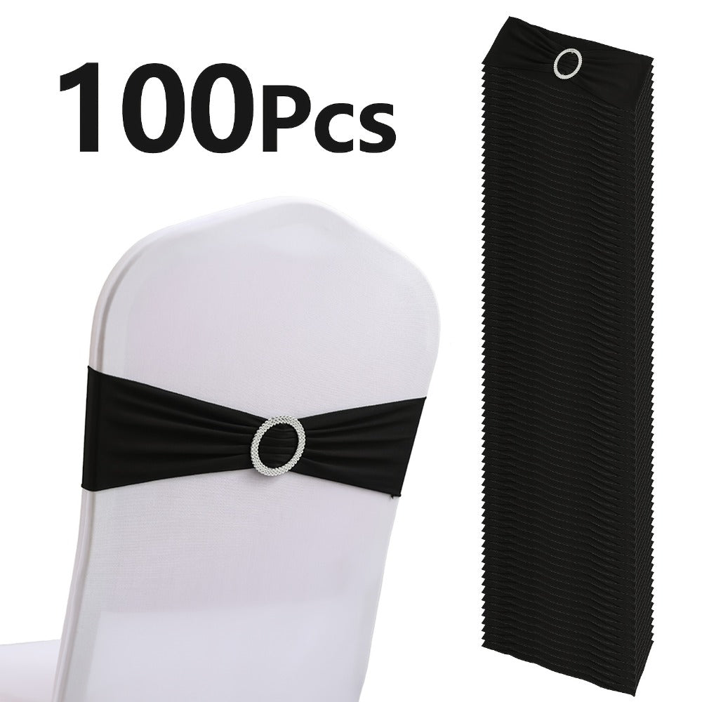 Chair Sashes for Wedding 100pcs Stretch Spandex Elastic Chair Sash Bands with Buckle for Dining Chairs Banquet Party Event Decor - Bulk Set Multiple Colors