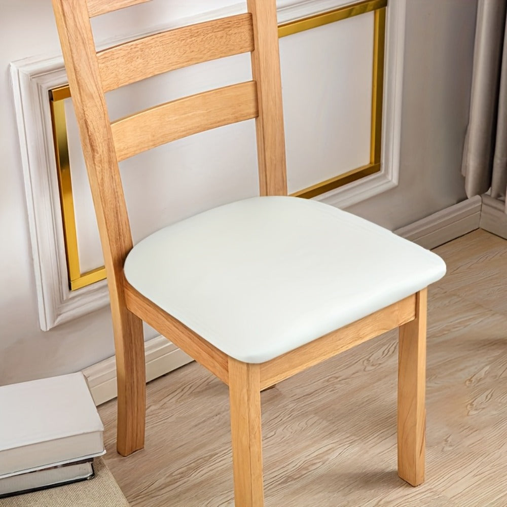 Waterproof PU Leather Dining Chair Cushion Covers Removable Stretch Seat Slipcovers for Dining Room Kitchen Hotel Set of 4 or 6