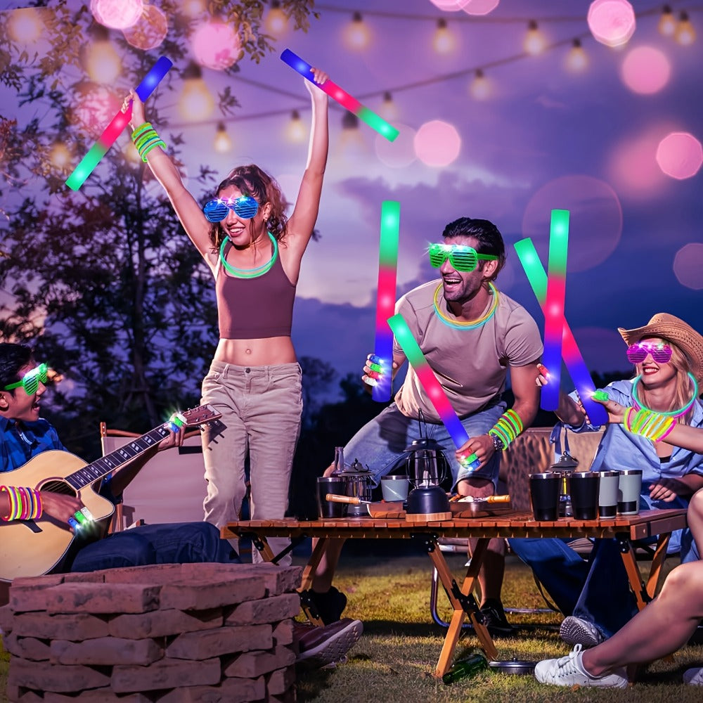 LED Glow Sticks Party Set ¨C Foam Glow Sticks with 3 Light Modes, Glow Glasses, Headbands & Finger Lights for Rave, Wedding, Birthday, Concert, Halloween, Christmas & New Year Party Supplies, 11/36/52pcs