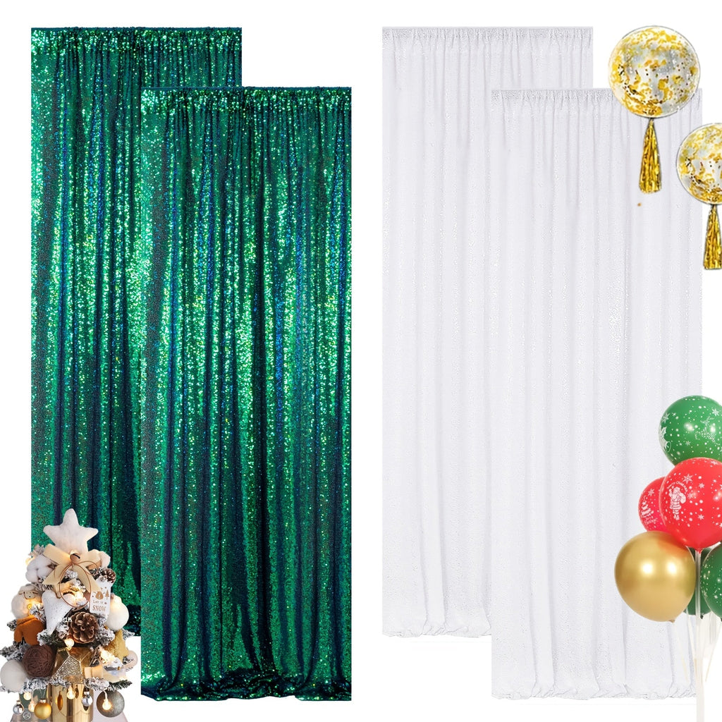 Sequin Backdrop Curtain for Party Wedding - 4x8ft Shimmering Glitter Curtain for Birthday Photo Booth Stage Decoration, Easy Hang, Multi-Color