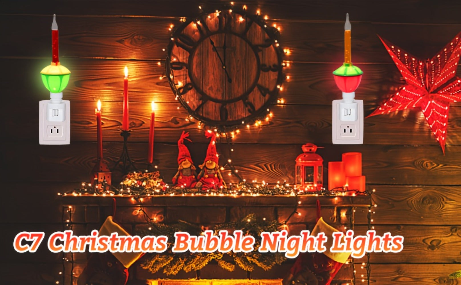 Christmas Bubble Lights 2 Pack Traditional Multi-Color Bubble Liquid Night Lights Plug-In Wall Light for Christmas Tree Thanksgiving Living Room Bedroom Corridor Holiday Decoration