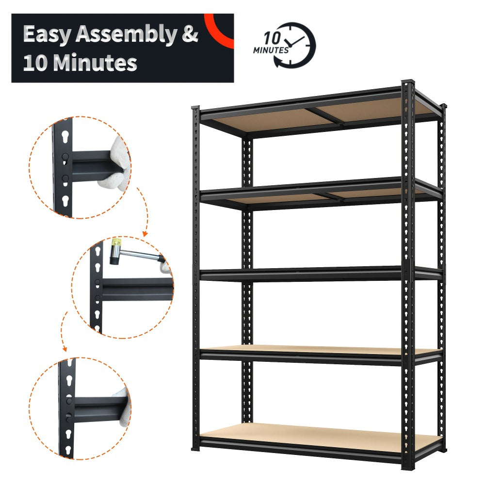 5-Tier Heavy Duty Metal Shelving Unit 2000LBS ¨C Adjustable Freestanding Steel Garage Storage Shelves 72¡±H x 35.5¡±W x 15.8¡±D Tool-Free Assembly Utility Rack Black