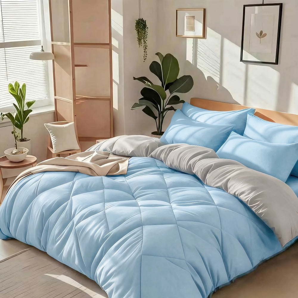 Cooling Comforter Set 2/3 Pcs ¨C Soft Fluffy Microfiber Lightweight Breathable Quilt, Rhombus Grid Solid Color Bedding for All Seasons, Twin Queen King ¨C Multiple Colors Available