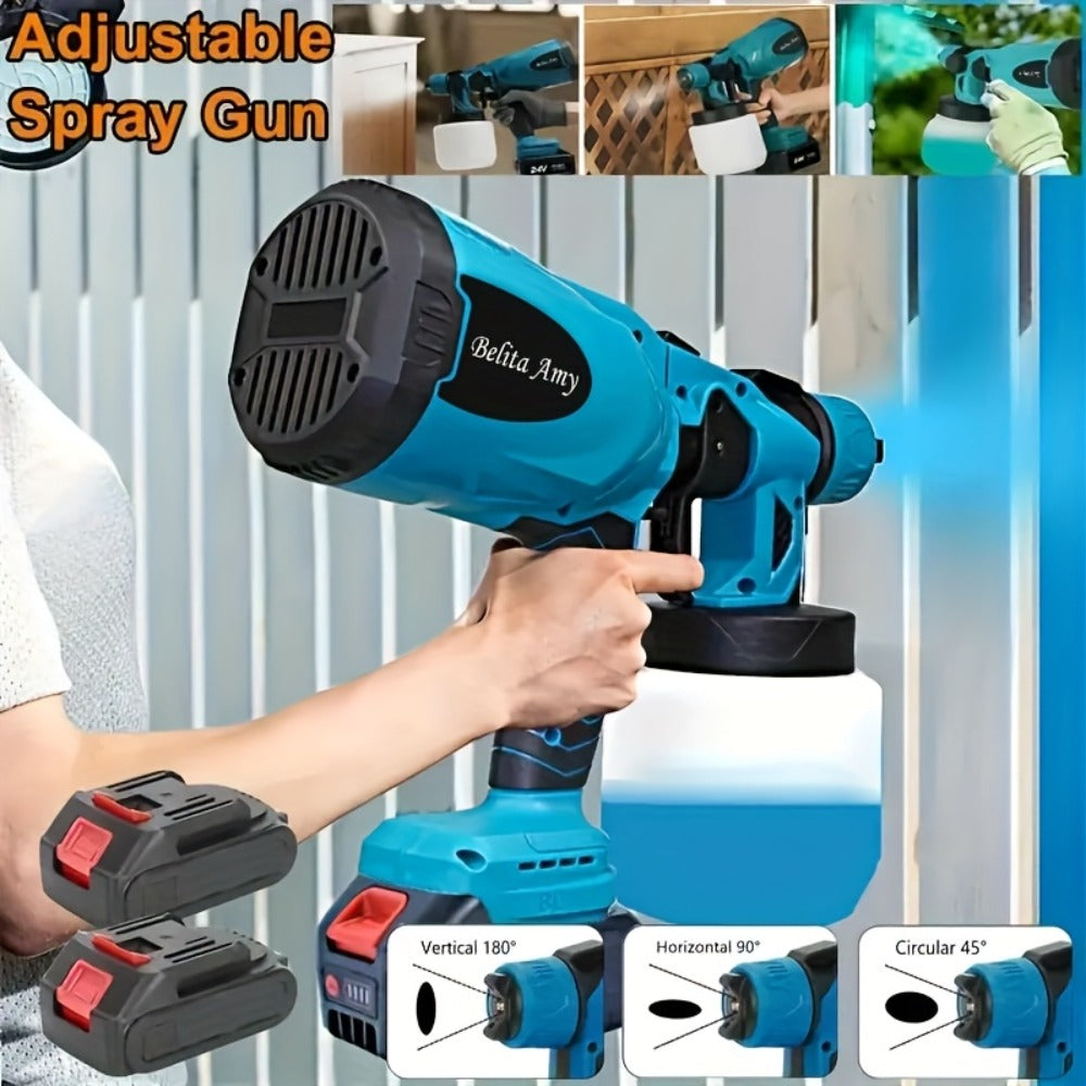 HVLP Paint Sprayer Electric Spray Gun with 3 Spray Patterns & 27oz Container ¨C Cordless Airless Sprayer for House Painting, Furniture, Cabinets, Fence, Walls, Doors, Car DIY Projects