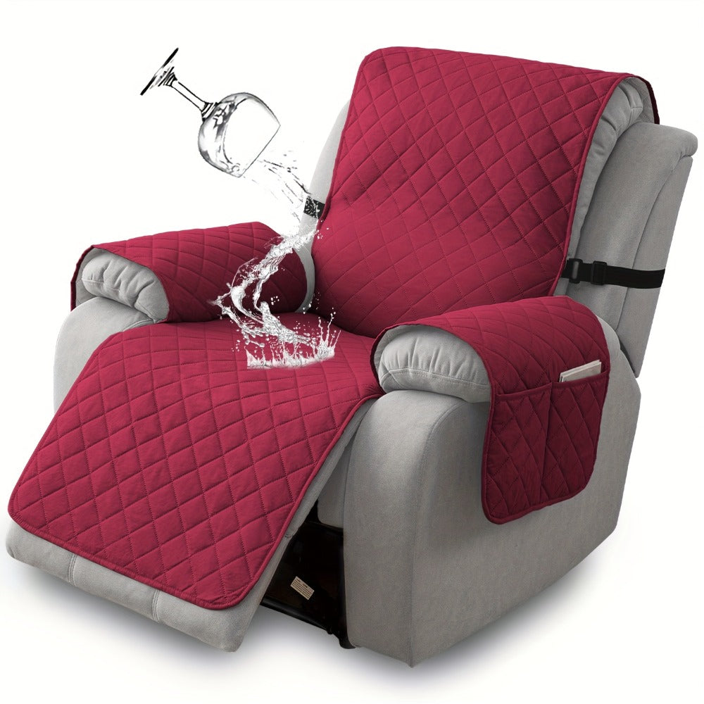 Chenille Knit Recliner Chair Cover Non-Slip Elastic Straps Drawstring Closure Pet Furniture Protector for Large Recliner 8 Colors
