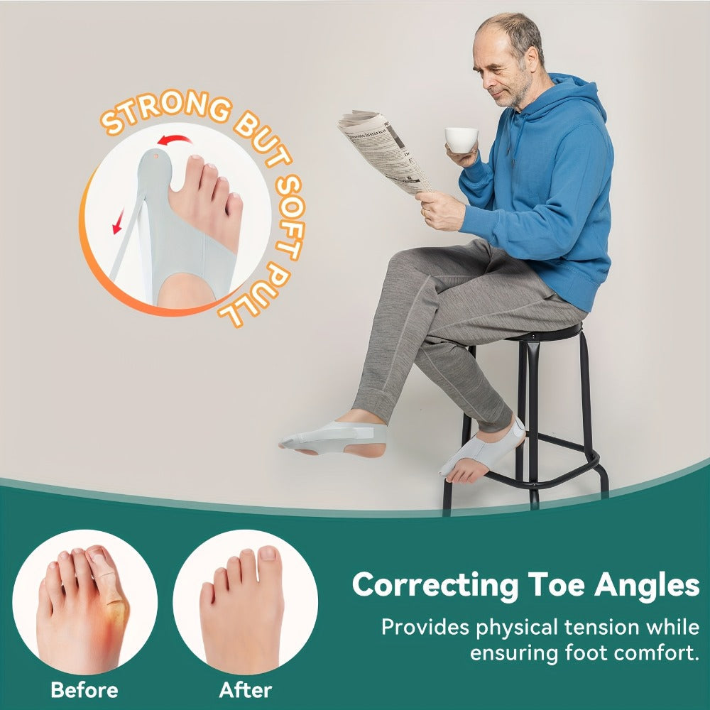 Bunion Corrector Sleeves 2-Pack ¨C 4-Point Fixation Big Toe Separator, Adjustable Day & Night Hammer Toe Straightener for Men & Women