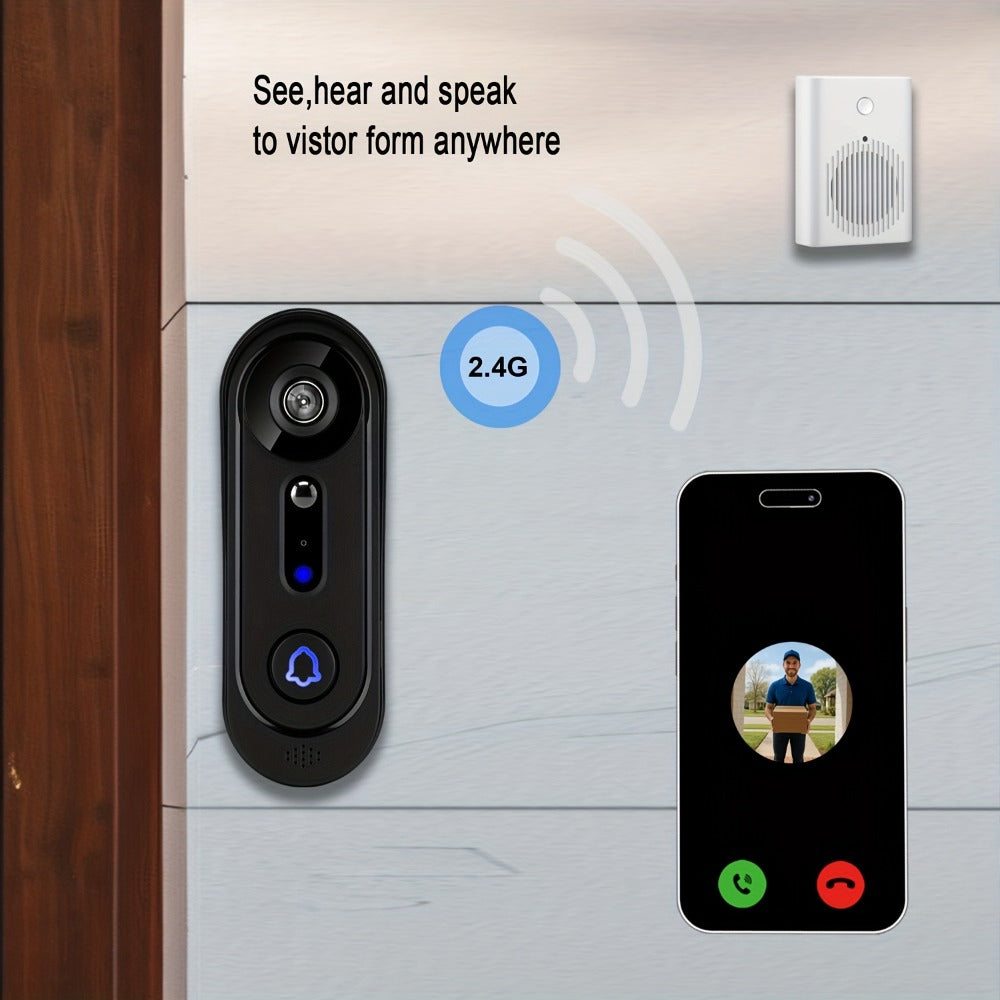 Smart Doorbell Camera 1080P HD Wireless Battery Powered ¨C Night Vision, Motion Detection, Two-Way Audio, Indoor Chime, Cloud Storage & Real-Time Alerts, 2.4GHz WiFi Easy Install No Wiring Needed