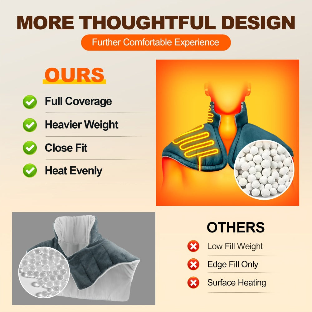 Graphene Heating Pad for Neck Shoulders & Back ¨C 130W Weighted Electric Pad, Soft Flannel, Multiple Heat Settings, Timer & Auto Shut-Off, Machine Washable, 22¡±x18¡±
