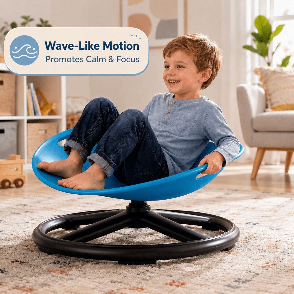 Sensory Spinning Chair for Kids, Autism & ADHD Therapy Spin Seat, Durable Plastic & Metal, Enhances Coordination & Attention, Indoor Outdoor Use, Orange & Blue