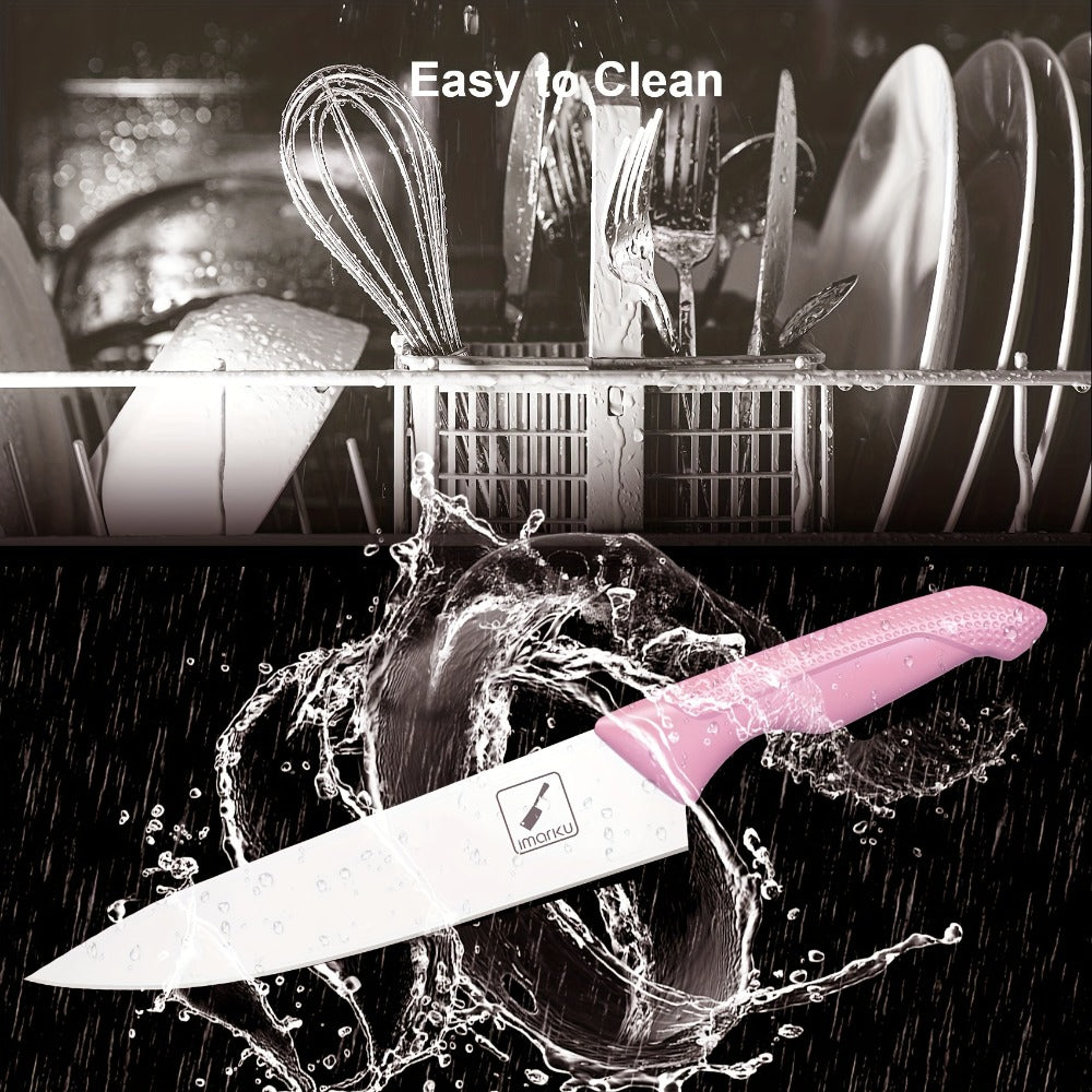 Knife Block Set 14 Piece Pink ¨C Japanese Stainless Steel Kitchen Knife Set with Built-in Sharpener, Non-Slip Ergonomic Handles, Dishwasher Safe, Perfect Holiday & Housewarming Gift for Women