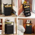 Nightstand with Charging Station & USB Port | 3-Drawer Bedside Table with LED Light, Heavy Duty End Table for Bedroom, Dorm & Small Spaces