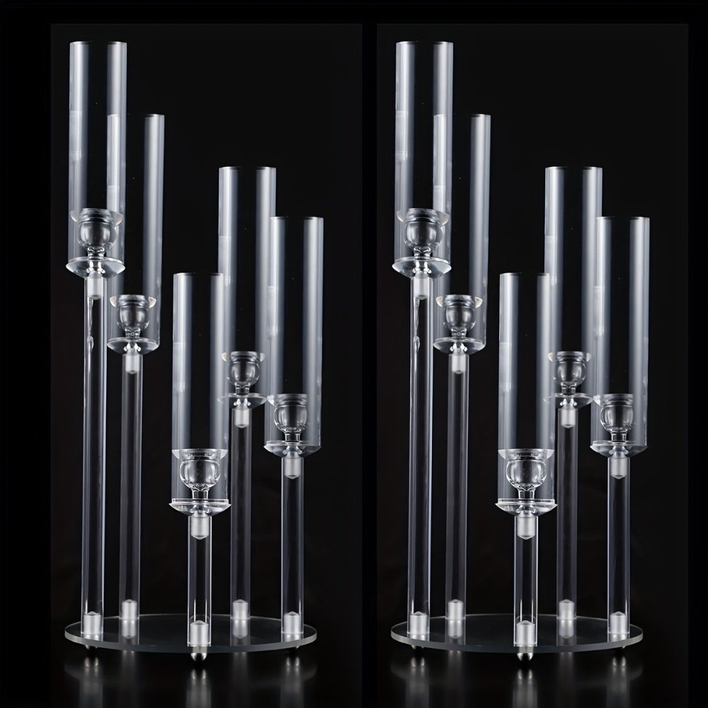 Acrylic Candelabra Candle Holder ¨C Clear Crystal 5-Arm & 6-Arm Taper Candlestick Holders for Wedding Centerpiece, Dining Table, Party & Anniversary Decor