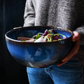 Extra Large Ceramic Bowls Set of 2 ¨C 81oz Deep Blue Salad Bowl, Ramen Noodle Soup Bowl, Stylish Durable Dinnerware for Home Kitchen, Restaurant & Holiday Gift