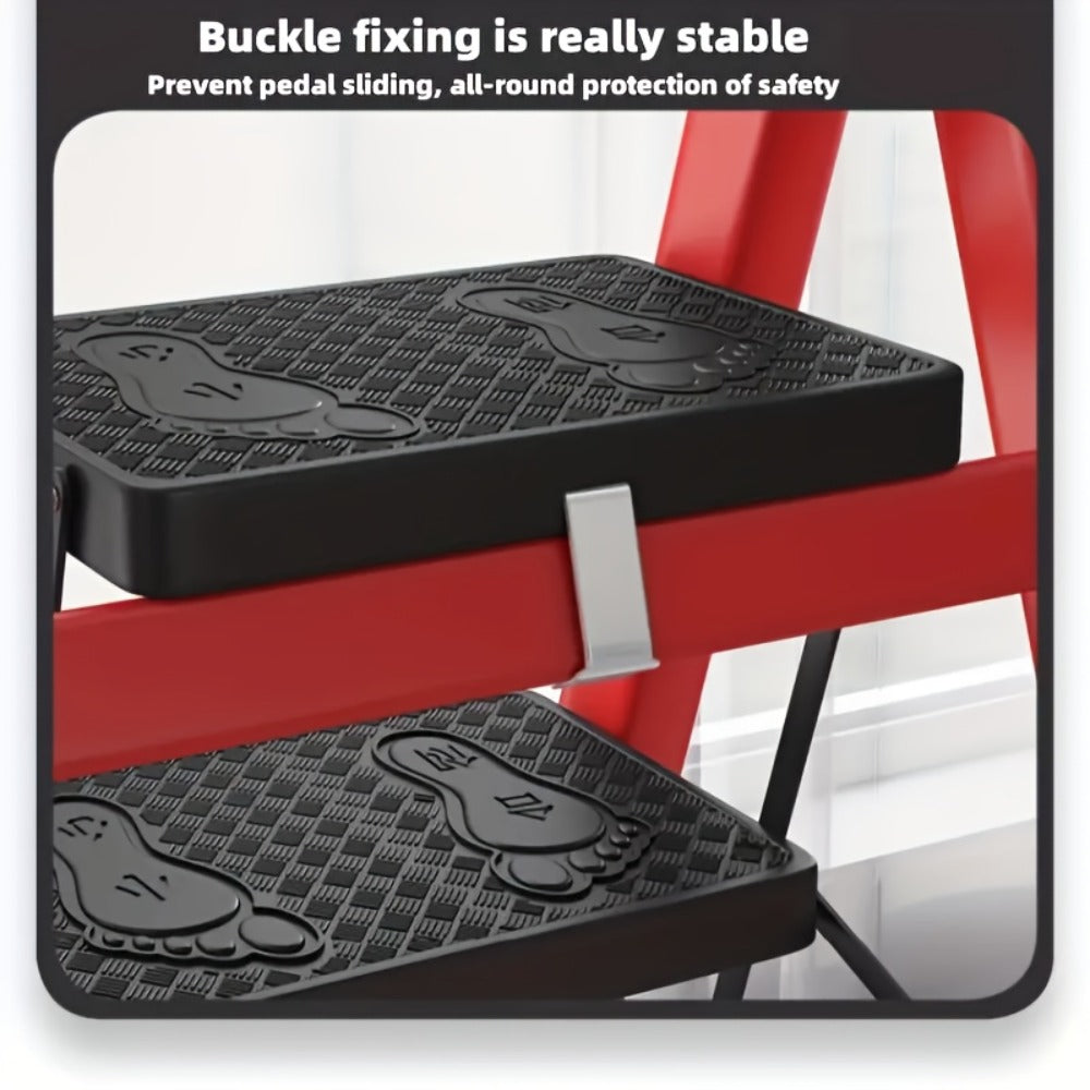 Portable Folding Step Ladder 3/4/5-Step, 500 lbs Weight Capacity, Heavy Duty Non-Slip Plastic Step Stool Ladder, Lightweight Foldable Ladder for Household, Kitchen, Office & Industrial Use