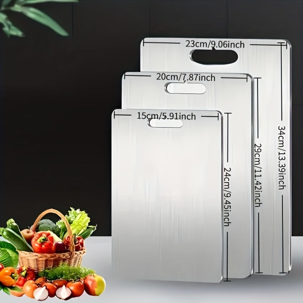 Titanium Cutting Board Set 3-Piece Pure Titanium Kitchen Cutting Boards Large Medium Small ¨C Double-Sided Durable Metal Cutting Board, Antibacterial & Easy to Clean, Professional Kitchen Chopping Board
