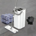 Hands-Free Flat Mop with Bucket Set ¨C 8pcs, 6 Microfiber Pads & Gloves, Dry & Wet Floor Cleaning for Bedroom, Kitchen & Bathroom