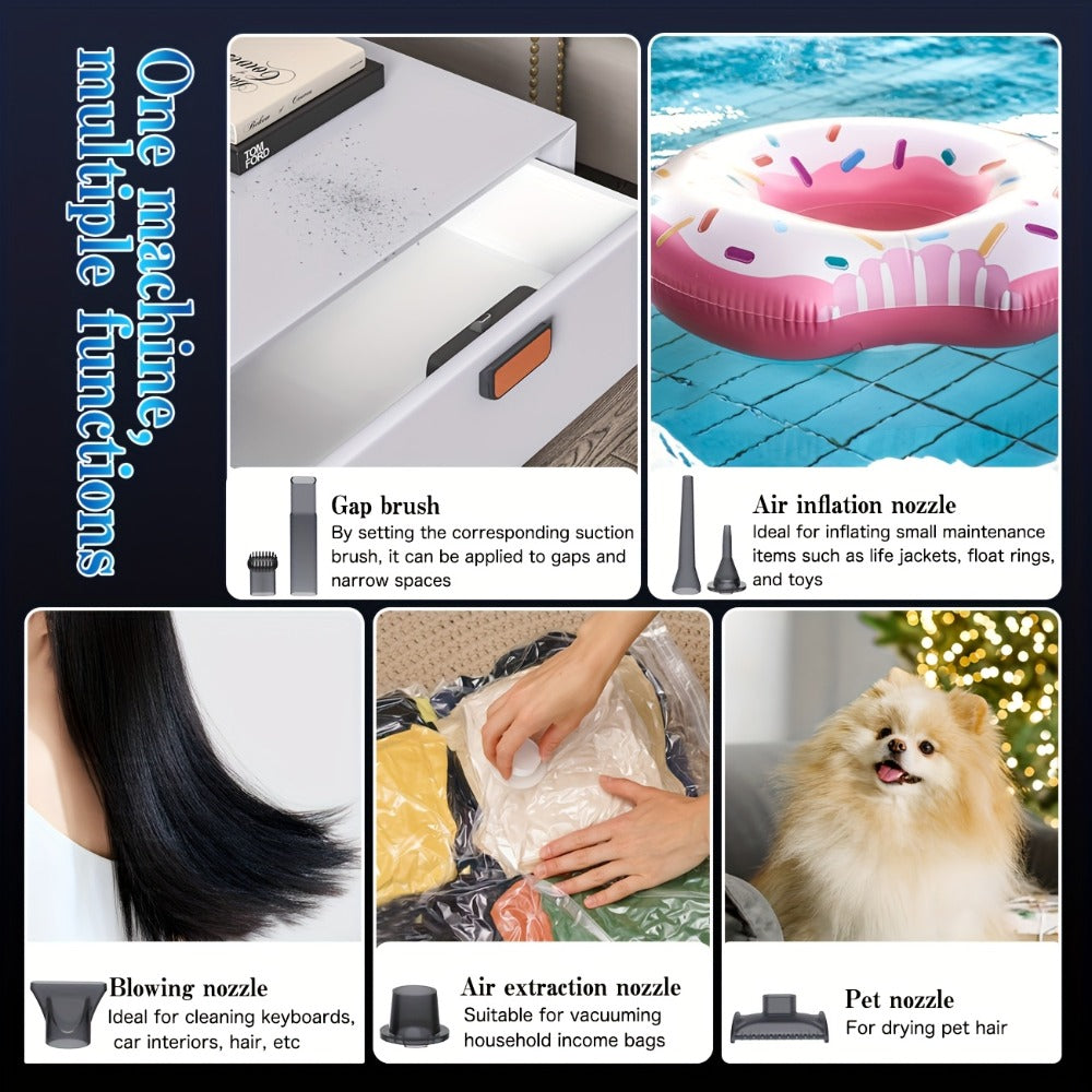 Cordless Car Vacuum Cleaner USB Rechargeable ¨C Powerful Handheld Vacuum with Blow & Suction, Multiple Accessories for Car, Home, Office & Outdoor Use, Portable Strong Suction Auto Vacuum