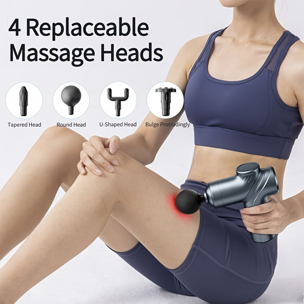 Massage Gun Deep Tissue Percussion Massager ¨C Portable Handheld Electric Body Massager with 4/8 Heads & 6 Speed Settings for Muscle Relaxation & Post-Workout Recovery