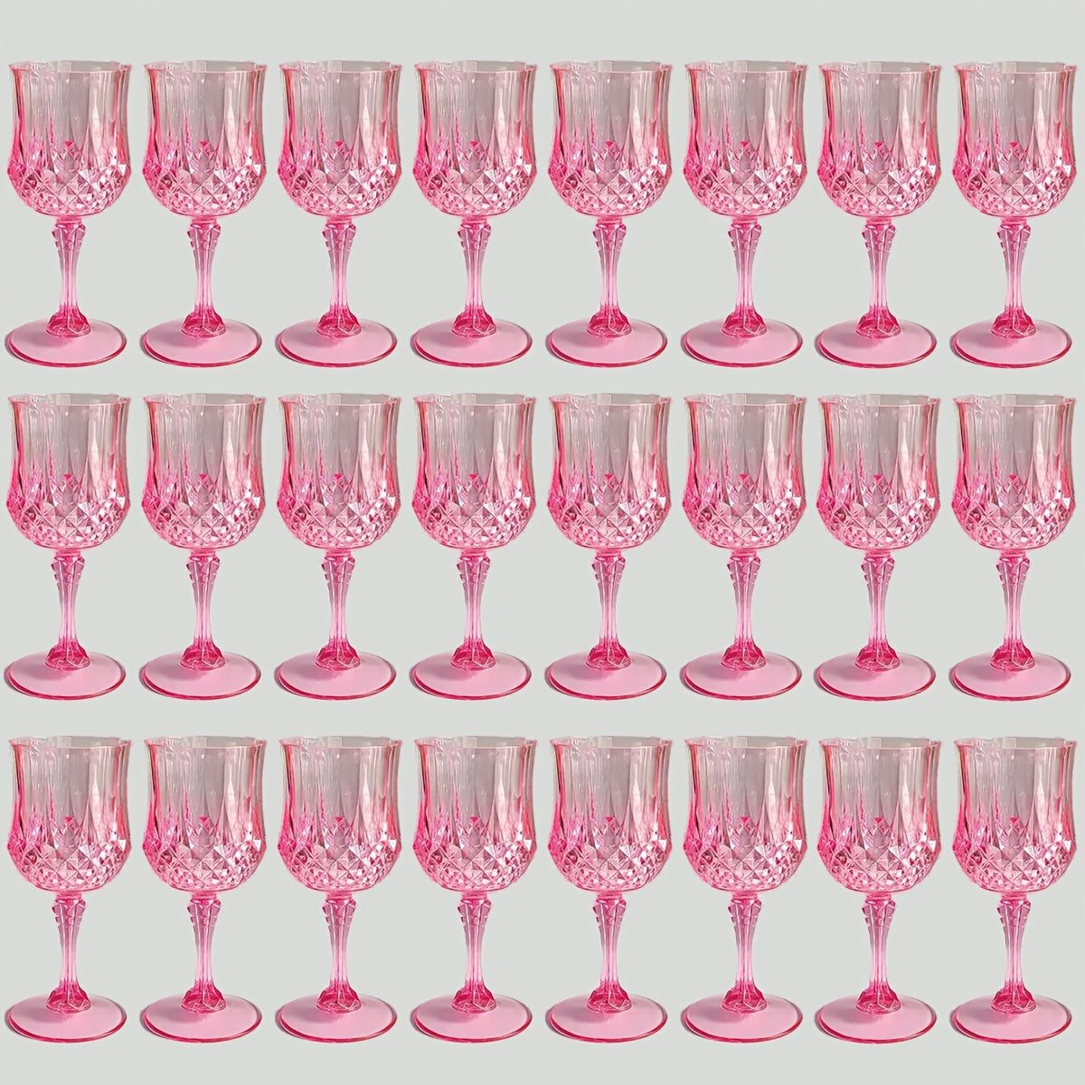 Plastic Wine Glasses 24 Pack ¨C Colorful Shatterproof Goblets for Parties, Weddings & Events ¨C Reusable Vintage-Style Stemmed Cups ¨C Lightweight Bulk Drinkware in Pink, Gold, Blue, Rose Gold & Green