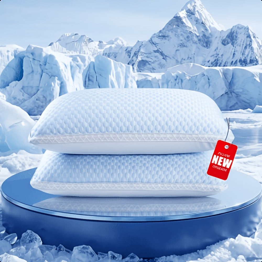 Cooling Bed Pillows 2-Pack, Non-Collapsing Soft Support Pillow with Neck & Cervical Support, Breathable & Machine Washable, Queen Size Bed Pillows for Back Side Stomach Sleepers