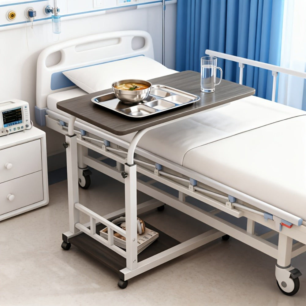 Bedside Table with Wheels Adjustable Height ¨C Multi-Style Nursing Care Table for Elderly & Patients | Single & 3-Tier Rolling Overbed Dining Table, Home Medical Convalescent Furniture, 13 Styles