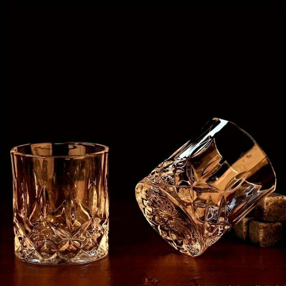 Whisky & Wine Glass Set with Cooling Stones, Ice Tong & Bartender Kit ¨C Portable Bar Accessories for Luxurious Drinking Experience, No Electricity Needed