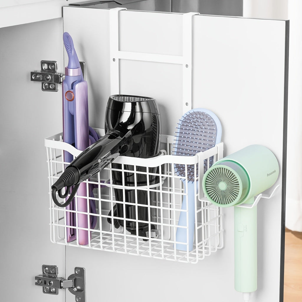 Hair Tool Organizer Wall Mounted Holder for Hair Dryer Curling Iron Straightener 3 Adjustable Heights Bathroom Storage