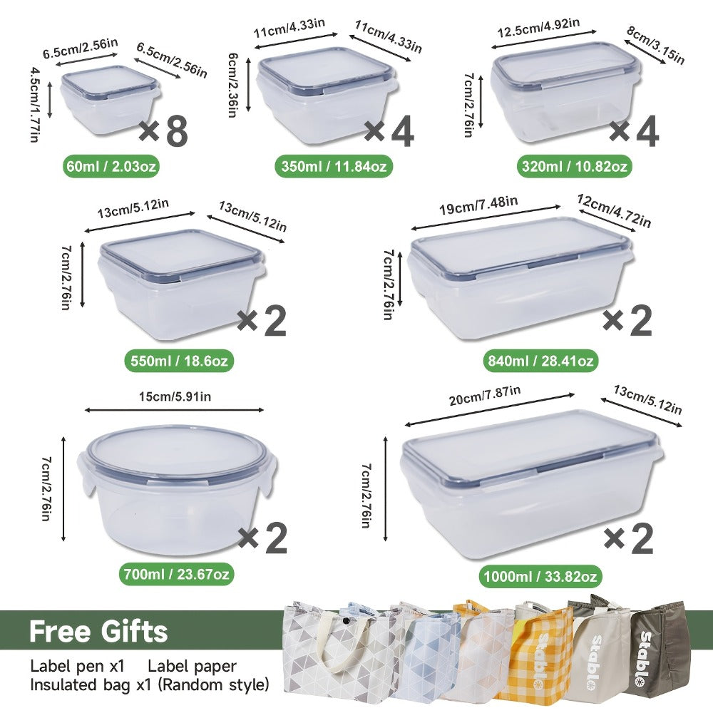 Food Storage Containers Set with Lids 48-Piece | Leak-Proof Stackable Plastic Meal Prep Containers for Kitchen Pantry Refrigerator Freezer Microwave Safe with Labels