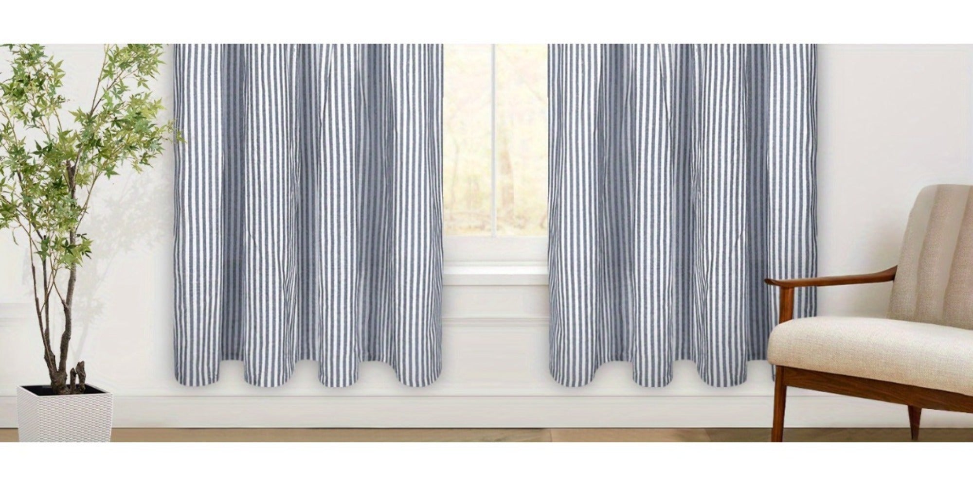 Bohemian Striped Patchwork Curtains, Semi-Sheer Rod Pocket Window Curtains for Bedroom Living Room Kitchen Cafe, Country Cottage Style, 1 or 2 Panels, Multiple Colors & Sizes