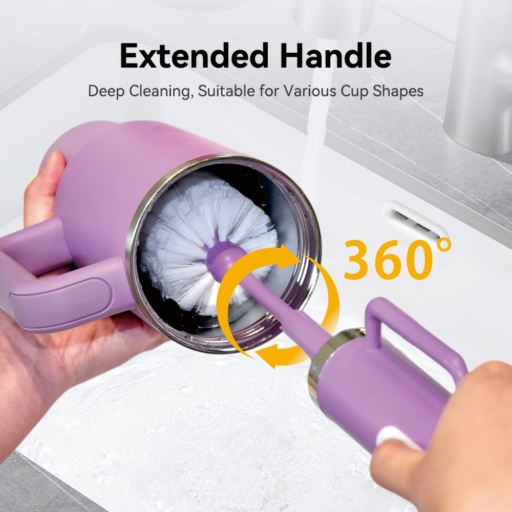 Electric Cup Scrubber Bottle Brush Cleaner ¨C 2-Speed IPX6 Waterproof, Type-C Rechargeable, Deep Cleans 40oz Mugs, Tumblers & Hydration Bottles, Long Straw Brush Included, Wall Mount Storage, Kitchen Cleaning Tool